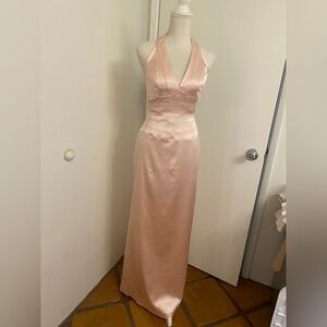 Cache Blush Satin Backless Gown